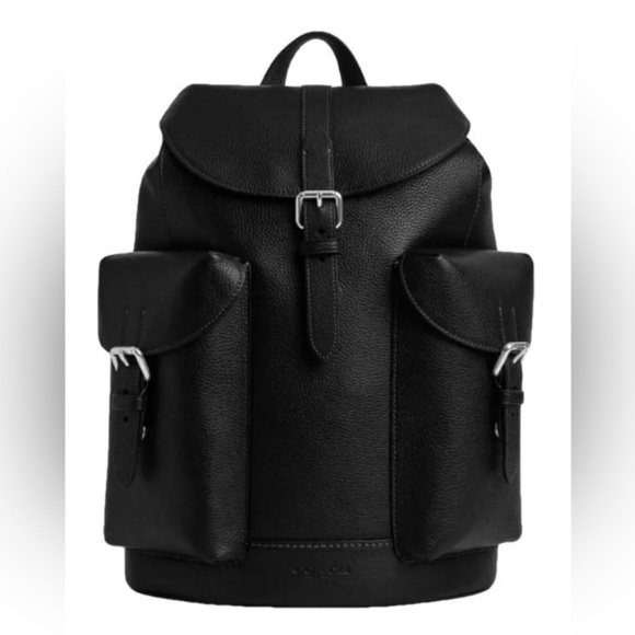 Coach Other - NWT Coach Warner Laptop Black Pebbled Leather Backpack Silver Hardware CW210